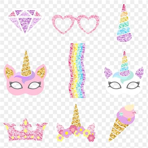 Glittery unicorn stickers collection transparent png | premium image by ...