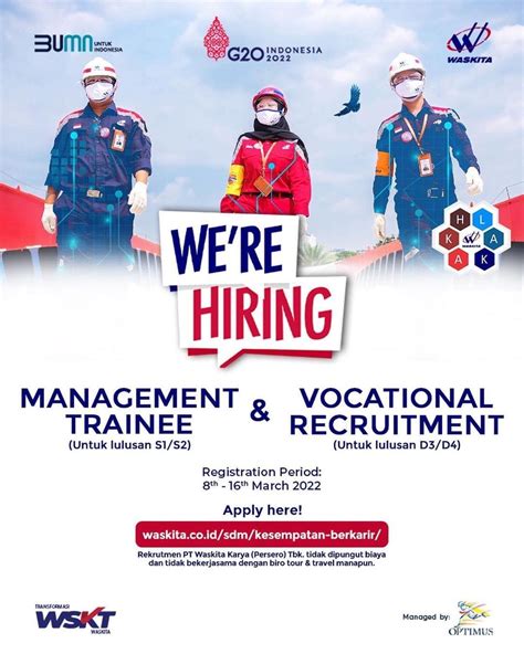 Lowongan Pt Waskita Karya Persero Management Trainee Dan Vocational