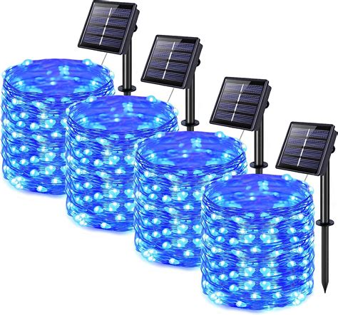 Pack de 4 lumières de chaîne solaires 150 LED 15m 8 modes solaire