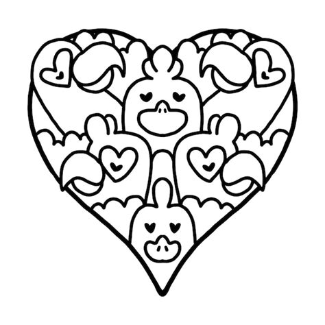 Premium Vector Heart Doodle Cute Valentine Coloring Page