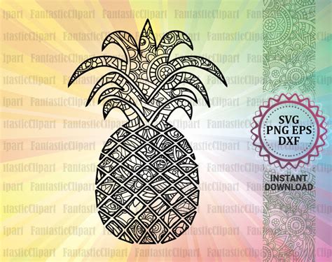 Pineapple Mandala Svg Pineapple Clipart Pineapple Decal Etsy