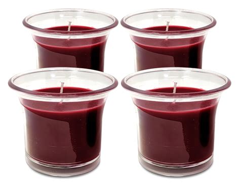 Hyoola 12 Hour Clear Cup Baked Apple Scented Votive Candles Burgundy Color 4 Pack