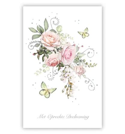 Roze Rozen En Vlinders PrimeurCards