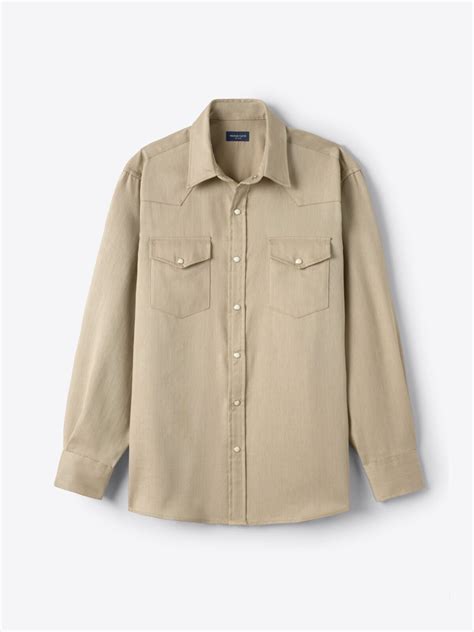 Suffolk Khaki Linen Cotton Slub Weave Shirt by Proper Cloth