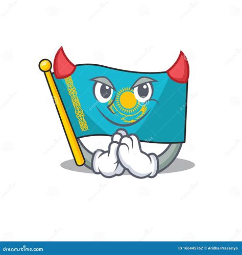 Cartoon Character of Flag Kazakhstan on a Devil Gesture Design Stock ...