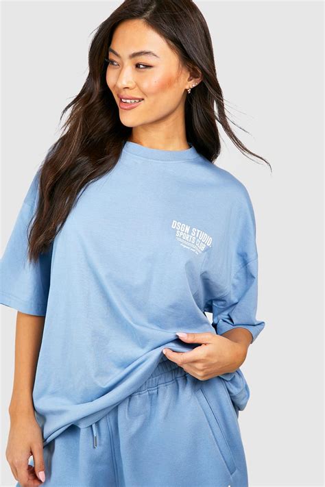 Womens Sports Club Slogan Oversized T Shirt Boohoo Uk