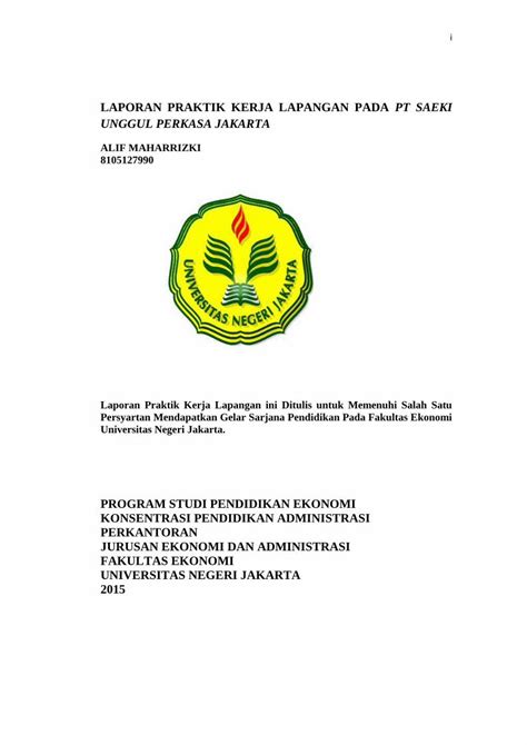 Pdf Laporan Praktik Kerja Lapangan Pada Pt Saeki Unggul