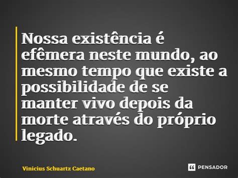 Nossa existência é efêmera neste Vinicius Schuartz Caetano Pensador