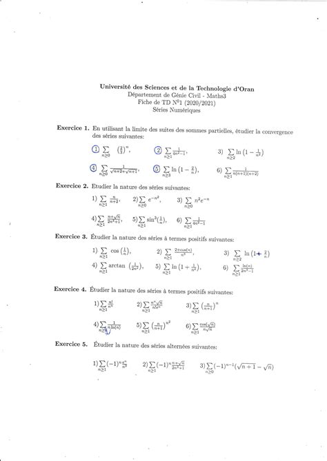 SOLUTION Solution Des Exercices Des Fiches Td 1 Et 2 Maths3 Studypool