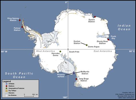 A Map Of Key Geographic Locations In And Around Antarctica Download