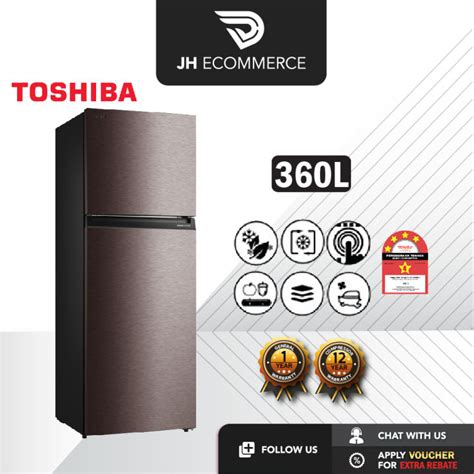 Toshiba 360l 2 Door Inverter Refrigerator Gr Rt416we Pmy37 Satin Grey