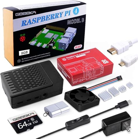 Geeekpi Raspberry Pi 4 8gb Starter Kit 64gb Edition Raspberry Pi 4 Case With Pwm