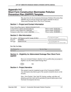 Fillable Online Swppp Short Form Pdf Fax Email Print Pdffiller