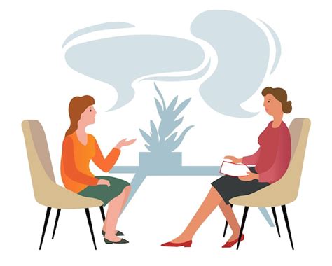 Premium Vector Two Women Sit On The Armchairs And Talk About