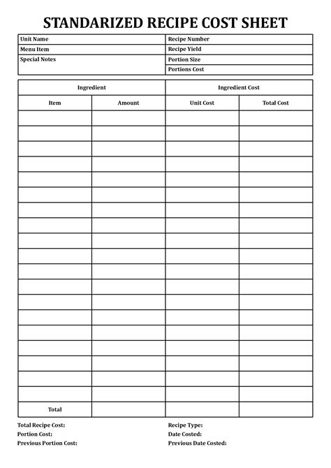 6 Best Images of Recipe Costing Worksheet - Recipe Analysis Worksheet, Recipe Costing Sheet ...