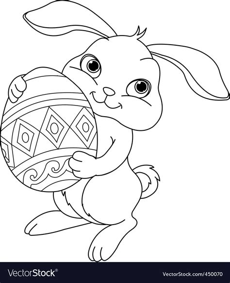 Easter Bunny Coloring Page Royalty Free Vector Image