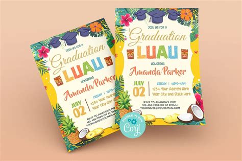 Luau Graduation Invitation Luau Party Invites Tropical | Etsy