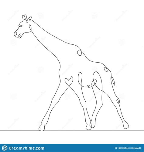 Uma Linha Cont Nua Girafa Do Desenho Da M O Ilustra O Do Vetor