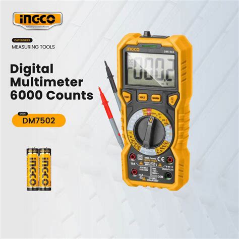 Ingco Digital Multimeter Tester 6000 Counts AC DC Voltage Current