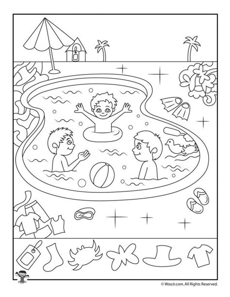 Swimming Pool Summer Hidden Pictures Page Woo Jr Kids Activities