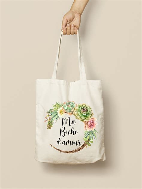 Tote Bag Sac Coton Personnalis Couronne De Fleurs Etsy