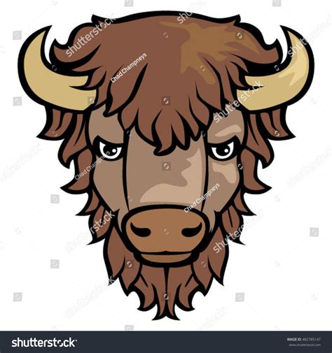 Bison Buffalo Head Cartoon Vector De Stock Libre De Regalías