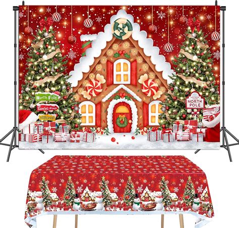 Amazon Christmas Backdrop X Ft With Christmas Tablecloth