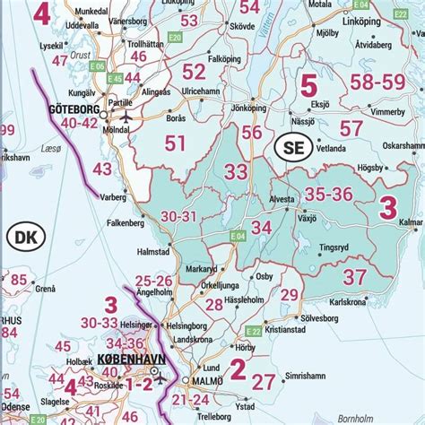 Sieninis Europos žemėlapis Su Pašto Kodais 140x112 Cm Nordmaps