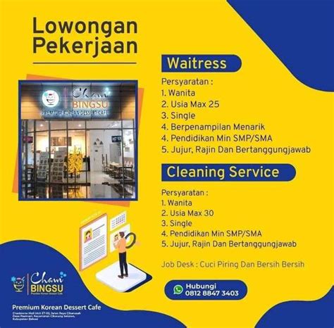 Lowongan Waitress Dan Cleaning Service Bekasi Atmago