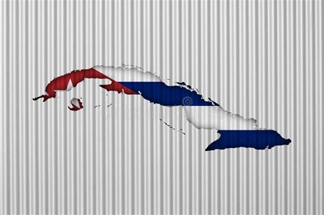 Mapa E Bandeira De Cuba Em Ferro Ondulado Ilustração Stock Ilustração