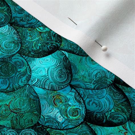 Dark Teal Mermaid Or Dragon Scales Fabric Spoonflower