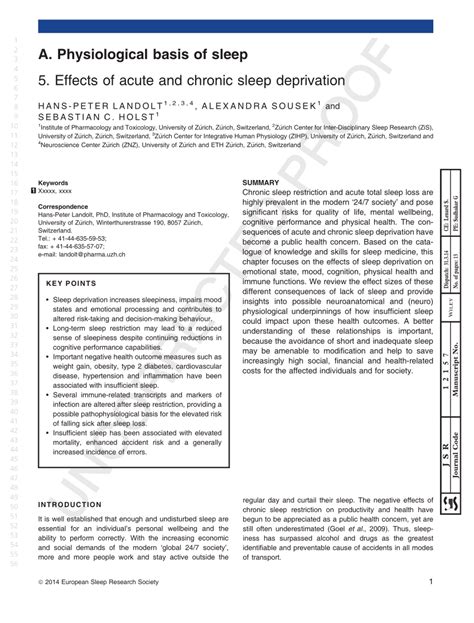 Pdf Effects Of Acute And Chronic Sleep Deprivation