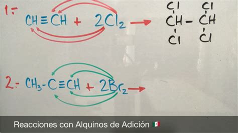 Reacciones De Alquinos Con Halogenación Reacciones De Adición Youtube