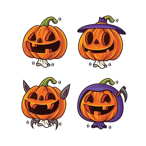 Colecci N De Lindas Calabazas De Halloween Con Diferentes Caras