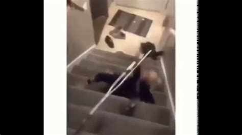 Kid With Crutches Falling Down Stairs Meme Youtube