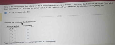 Refer To The Accompanying Data Set And Use The 25 Home Voltage