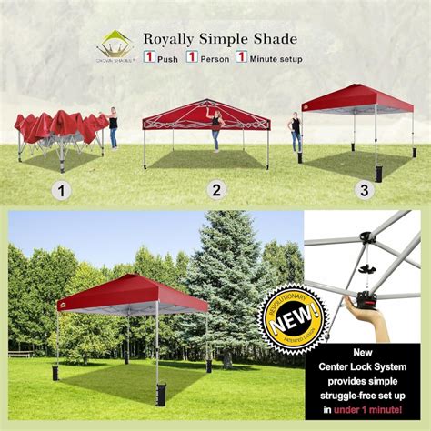 Crown Shades X Pop Up Canopy Patented Center Lock One Push Tent