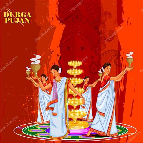 Happy Durga Puja India Festival Holiday Background Stock Vector Image