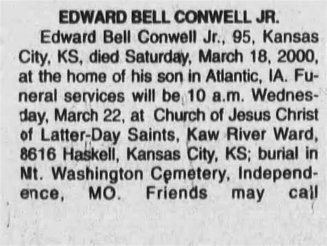 Obituary For Edward Bell Conwell Jr