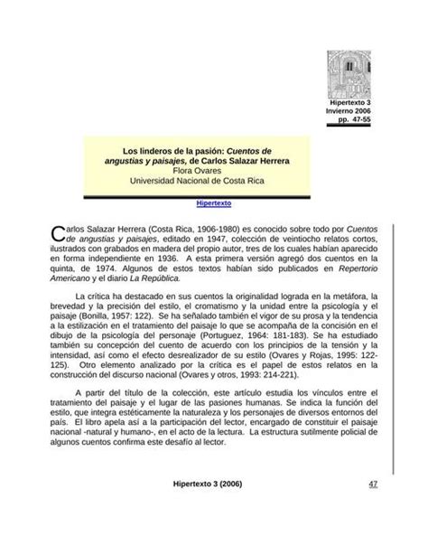 Los linderos de la pasión Cuentos de angustias y paisajes de Carlos