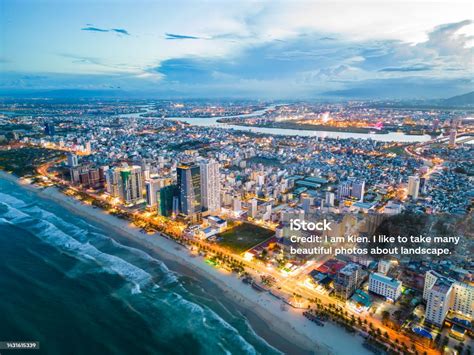 Aerial View Of Da Nang Beach Which Is A Very Famous Destination For ...