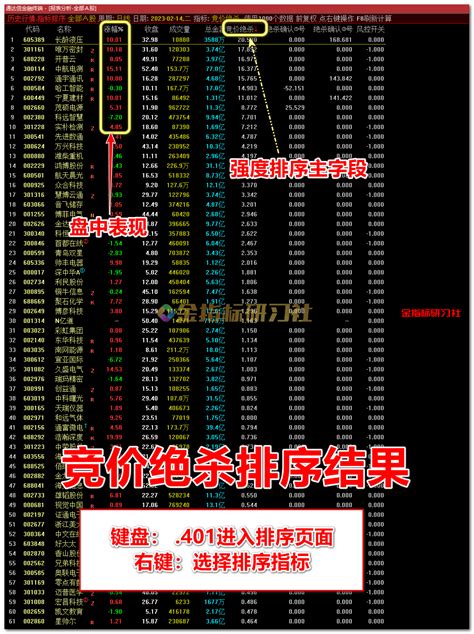 通达信竞价绝杀【竞价排序选股】指标，集合竞价先手强势龙头票 金指标研习社
