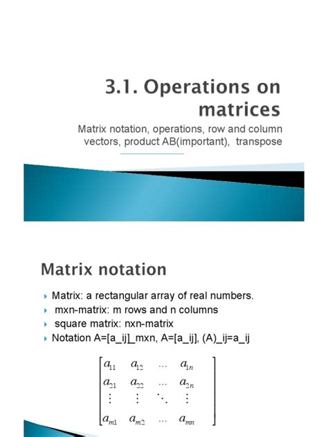 Operations On Matrices - Linear Algebra | PDF | Matrix (Mathematics) | Mathematical Relations