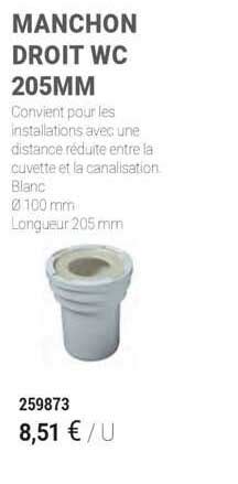 Promo Mancho Droit Wc 205mm Chez SAMSE ICatalogue Fr