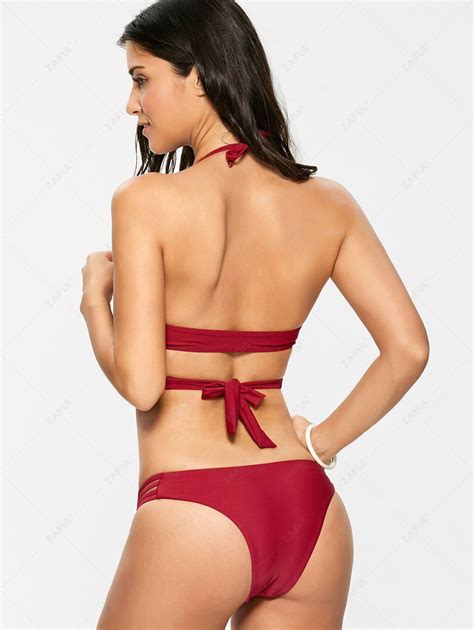 Purchase Store Padded Strappy Bikini Set Wine