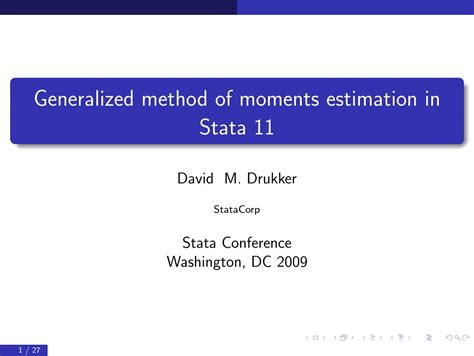 Generalized Method Of Moments Estimation In Stata 11