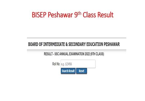 BISEP Peshawar 9th Class Result 2022 Out Peshawar Board SSC Annul Exam