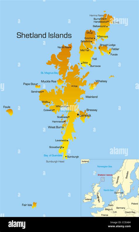 Vector Color Map Of Shetland Islands Stock Photo Alamy