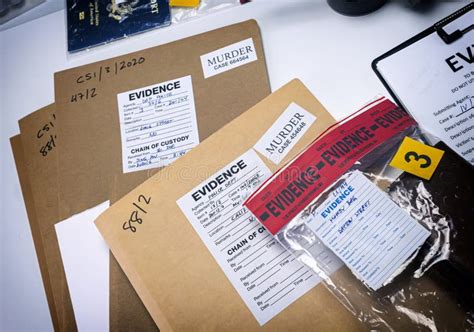 Files And Evidence Bag In A Crime Lab Stock Image Image Of Criminal