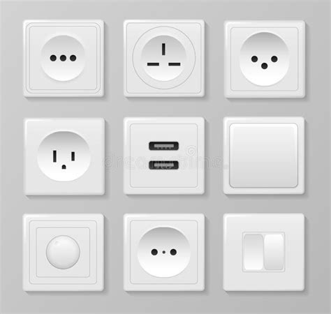 AC Sockets With Power Plugs Outlet And Connector Types From Different